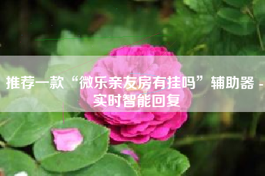 推荐一款“微乐亲友房有挂吗”辅助器 - 实时智能回复