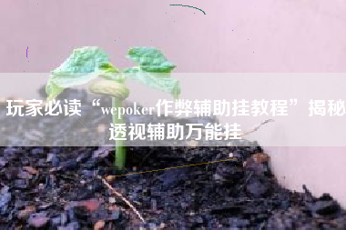 玩家必读“wepoker作弊辅助挂教程	”揭秘透视辅助万能挂