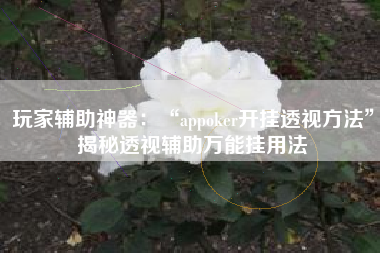 玩家辅助神器：“appoker开挂透视方法”揭秘透视辅助万能挂用法