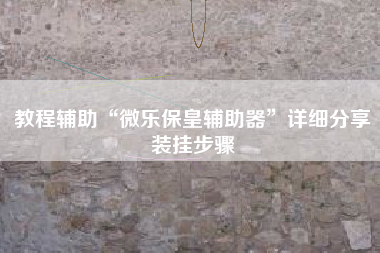 教程辅助“微乐保皇辅助器	”详细分享装挂步骤