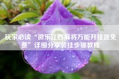 玩家必读“微乐江西麻将万能开挂器免费	”详细分享装挂步骤教程