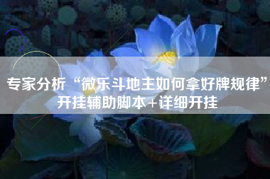 专家分析“微乐斗地主如何拿好牌规律	”开挂辅助脚本+详细开挂