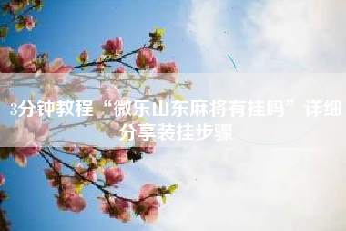 3分钟教程“微乐山东麻将有挂吗	”详细分享装挂步骤