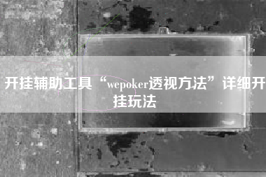 开挂辅助工具“wepoker透视方法”详细开挂玩法