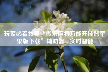 玩家必看教程“微乐麻将万能开挂器苹果版下载”辅助器 - 实时智能