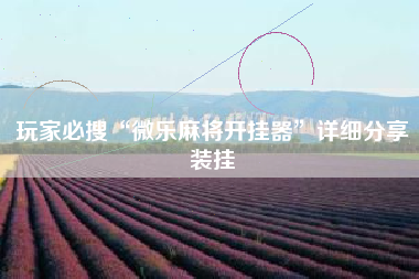 玩家必搜“微乐麻将开挂器”详细分享装挂