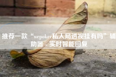 推荐一款“wepoker私人局透视挂有吗”辅助器 - 实时智能回复