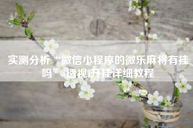 实测分析“微信小程序的微乐麻将有挂吗”(透视)开挂详细教程