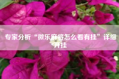 专家分析“微乐麻将怎么看有挂”详细开挂