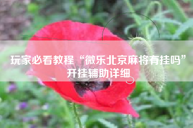 玩家必看教程“微乐北京麻将有挂吗”开挂辅助详细