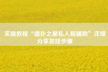 实操教程“德扑之星私人局辅助”详细分享装挂步骤