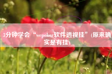 3分钟学会“wepoker软件透视挂	”(原来确实是有挂)