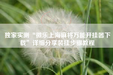 独家实测“微乐上海麻将万能开挂器下载”详细分享装挂步骤教程