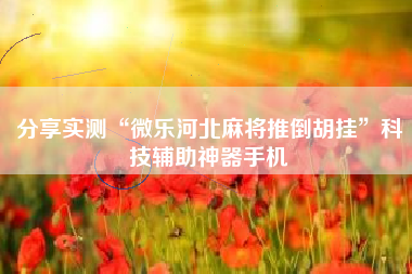 分享实测“微乐河北麻将推倒胡挂	”科技辅助神器手机