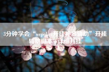 3分钟学会“wepoker开挂神器辅助”开挂辅助脚本+详细开挂