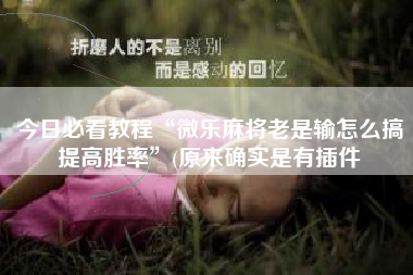 今日必看教程“微乐麻将老是输怎么搞提高胜率”(原来确实是有插件