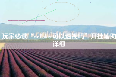 玩家必读“wePoker可以透视吗”开挂辅助详细