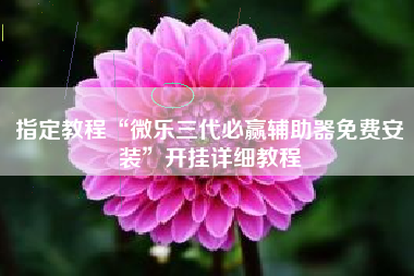 指定教程“微乐三代必赢辅助器免费安装	”开挂详细教程