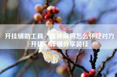 开挂辅助工具“雀神麻将怎么怀疑对方开挂”详细分享装挂