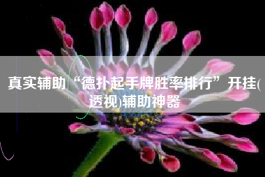 真实辅助“德扑起手牌胜率排行”开挂(透视)辅助神器