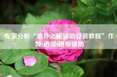 专家分析“德扑之星辅助安装教程”作弊(透视)透视辅助