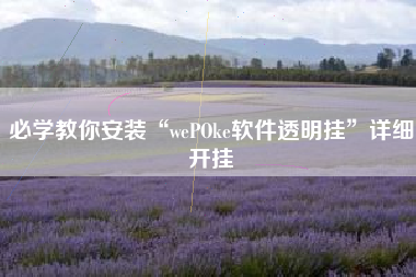 必学教你安装“wePOke软件透明挂	”详细开挂