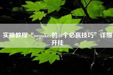 实操教程“wepoker的10个必赢技巧	”详细开挂