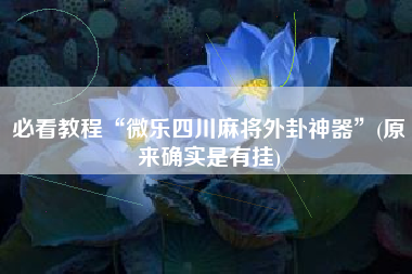 必看教程“微乐四川麻将外卦神器	”(原来确实是有挂)