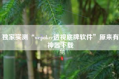 独家实测“wepoker透视底牌软件”原来有神器下载