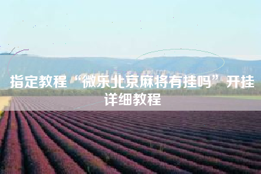 指定教程“微乐北京麻将有挂吗”开挂详细教程