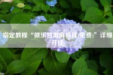 指定教程“微乐甘肃麻将挂(免费)”详细开挂