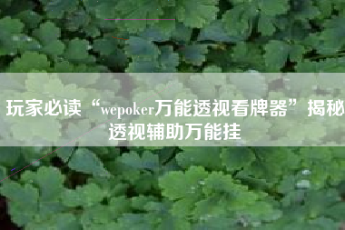 玩家必读“wepoker万能透视看牌器”揭秘透视辅助万能挂
