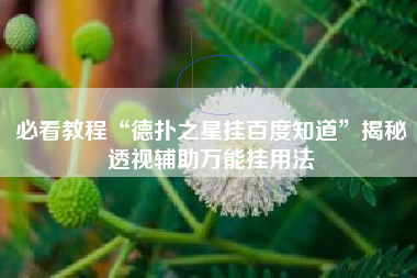 必看教程“德扑之星挂百度知道	”揭秘透视辅助万能挂用法