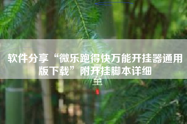 软件分享“微乐跑得快万能开挂器通用版下载”附开挂脚本详细