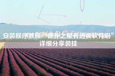 安装程序教程“德扑之星有透视软件吗”详细分享装挂