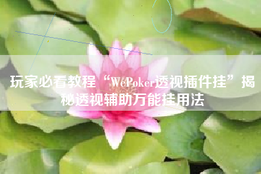 玩家必看教程“WePoker透视插件挂”揭秘透视辅助万能挂用法
