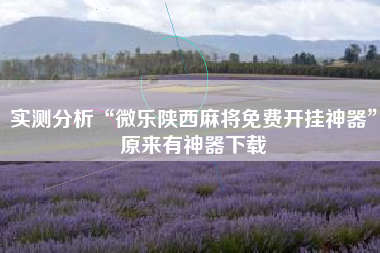 实测分析“微乐陕西麻将免费开挂神器”原来有神器下载