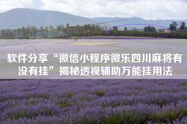 软件分享“微信小程序微乐四川麻将有没有挂”揭秘透视辅助万能挂用法