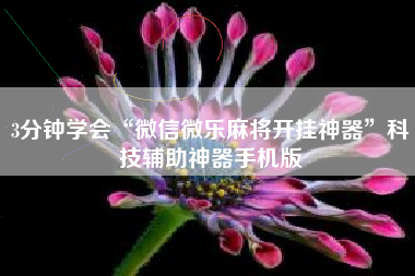 3分钟学会“微信微乐麻将开挂神器	”科技辅助神器手机版