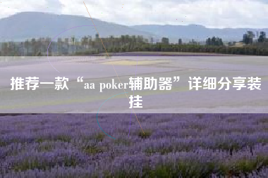 推荐一款“aa poker辅助器”详细分享装挂