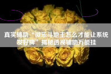 真实辅助“微乐斗地主怎么才能让系统发好牌	”揭秘透视辅助万能挂