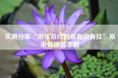 实测分享“微乐游戏到底有没有挂	”原来有神器下载
