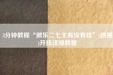 3分钟教程“微乐二七王有没有挂	”(透视)开挂详细教程
