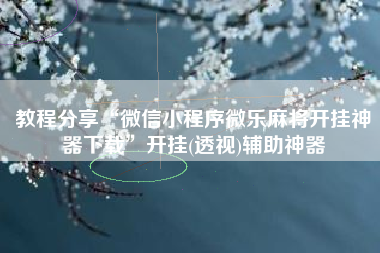 教程分享“微信小程序微乐麻将开挂神器下载	”开挂(透视)辅助神器