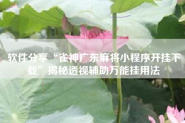 软件分享“雀神广东麻将小程序开挂下载”揭秘透视辅助万能挂用法