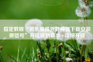 指定教程“微乐麻将外卦神器下载安装微信号”开挂辅助脚本+详细开挂
