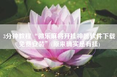 3分钟教程“微乐麻将开挂神器软件下载免费安装	”(原来确实是有挂)