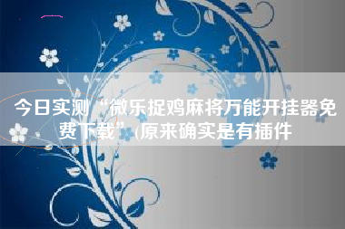 今日实测“微乐捉鸡麻将万能开挂器免费下载”(原来确实是有插件