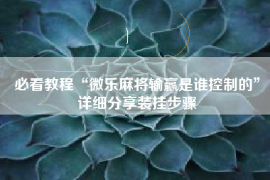 必看教程“微乐麻将输赢是谁控制的”详细分享装挂步骤