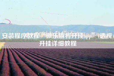 安装程序教程“微乐麻将开挂app”(透视)开挂详细教程